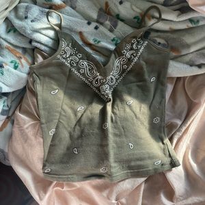 crop green tank top, cotton, small and stretchy